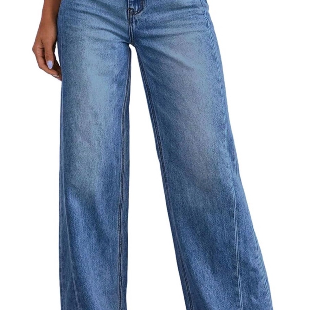 Wide Leg Women's Jeans in Medium Blue